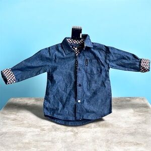 Toddler Boys Ben Sherman Blue Denim Button Down Shirt Size 18 Mos. New